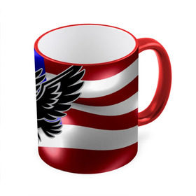 Кружка 3D с принтом Флаг США с орлом в Санкт-Петербурге, керамика | ёмкость 330 мл | usa | америка | белоголовый | герб | государство | доллар | дядя сэм | звездно полосатый флаг | лысый | нато | оон | орел | птица | свобода | символ | соединённые штаты америки | страна | сша | штат
