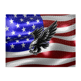 Обложка для студенческого билета с принтом Флаг США с орлом в Санкт-Петербурге, натуральная кожа | Размер: 11*8 см; Печать на всей внешней стороне | usa | америка | белоголовый | герб | государство | доллар | дядя сэм | звездно полосатый флаг | лысый | нато | оон | орел | птица | свобода | символ | соединённые штаты америки | страна | сша | штат