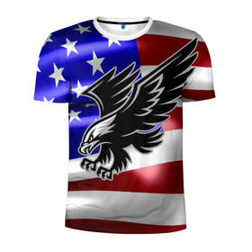 Мужская футболка 3D спортивная с принтом Флаг США с орлом в Санкт-Петербурге, 100% полиэстер с улучшенными характеристиками | приталенный силуэт, круглая горловина, широкие плечи, сужается к линии бедра | usa | америка | белоголовый | герб | государство | доллар | дядя сэм | звездно полосатый флаг | лысый | нато | оон | орел | птица | свобода | символ | соединённые штаты америки | страна | сша | штат