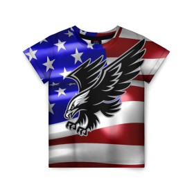 Детская футболка 3D с принтом Флаг США с орлом в Санкт-Петербурге, 100% гипоаллергенный полиэфир | прямой крой, круглый вырез горловины, длина до линии бедер, чуть спущенное плечо, ткань немного тянется | usa | америка | белоголовый | герб | государство | доллар | дядя сэм | звездно полосатый флаг | лысый | нато | оон | орел | птица | свобода | символ | соединённые штаты америки | страна | сша | штат