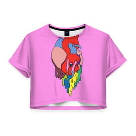 Женская футболка 3D укороченная с принтом Heart в Санкт-Петербурге, 100% полиэстер | круглая горловина, длина футболки до линии талии, рукава с отворотами | 21 pilots | twenty one pilots