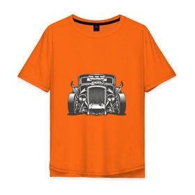 Мужская футболка хлопок Oversize с принтом Hot Rod в Санкт-Петербурге, 100% хлопок | свободный крой, круглый ворот, “спинка” длиннее передней части | Тематика изображения на принте: авто | автомобиль | классика | машина | огонь | пламя | ретро | род | суперкар | хот