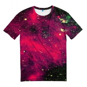 Мужская футболка 3D с принтом Розовый космос в Санкт-Петербурге, 100% полиэфир | прямой крой, круглый вырез горловины, длина до линии бедер | nebula | space | star | вселенная | звезды | земля | космический | космос | планеты | плеяды | пространство | созвездие