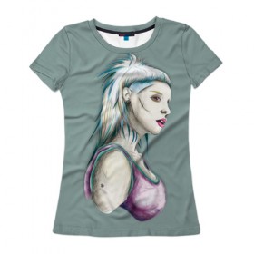 Женская футболка 3D с принтом Death в Санкт-Петербурге, 100% полиэфир ( синтетическое хлопкоподобное полотно) | прямой крой, круглый вырез горловины, длина до линии бедер | die antwoord | yolandi