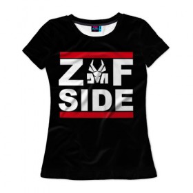 Женская футболка 3D с принтом Z Side в Санкт-Петербурге, 100% полиэфир ( синтетическое хлопкоподобное полотно) | прямой крой, круглый вырез горловины, длина до линии бедер | die antwoord | ninja | yolandi