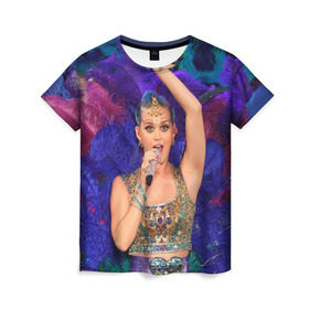 Женская футболка 3D с принтом Colour в Санкт-Петербурге, 100% полиэфир ( синтетическое хлопкоподобное полотно) | прямой крой, круглый вырез горловины, длина до линии бедер | katy perry | кэти перри