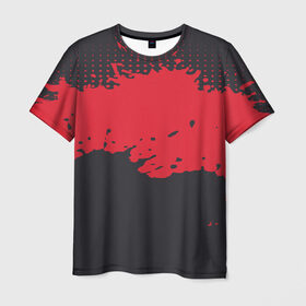 Мужская футболка 3D с принтом Пятно в Санкт-Петербурге, 100% полиэфир | прямой крой, круглый вырез горловины, длина до линии бедер | арт | брызги | гранж | искусство | клякса | красный | красота | пятно | чёрный