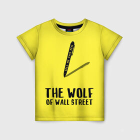 Детская футболка 3D с принтом Волк с Уолл Стрит в Санкт-Петербурге, 100% гипоаллергенный полиэфир | прямой крой, круглый вырез горловины, длина до линии бедер, чуть спущенное плечо, ткань немного тянется | the wolf of wall street | волк с уолл стрит | леонардо дикаприо | мартин скорсезе | продай мне эту ручку