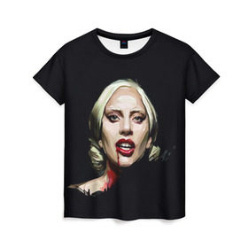 Женская футболка 3D с принтом Леди Гага в Санкт-Петербурге, 100% полиэфир ( синтетическое хлопкоподобное полотно) | прямой крой, круглый вырез горловины, длина до линии бедер | lady gaga | леди гага