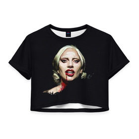 Женская футболка 3D укороченная с принтом Леди Гага в Санкт-Петербурге, 100% полиэстер | круглая горловина, длина футболки до линии талии, рукава с отворотами | lady gaga | леди гага