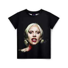Детская футболка 3D с принтом Леди Гага в Санкт-Петербурге, 100% гипоаллергенный полиэфир | прямой крой, круглый вырез горловины, длина до линии бедер, чуть спущенное плечо, ткань немного тянется | lady gaga | леди гага