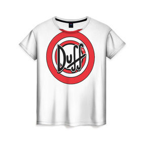 Женская футболка 3D с принтом Дафф в Санкт-Петербурге, 100% полиэфир ( синтетическое хлопкоподобное полотно) | прямой крой, круглый вырез горловины, длина до линии бедер | bart | duff | homer | simpsons | гомер | дафф | симпсоны