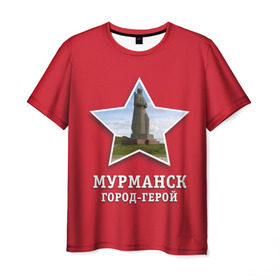 Мужская футболка 3D с принтом Мурманск город-герой в Санкт-Петербурге, 100% полиэфир | прямой крой, круглый вырез горловины, длина до линии бедер | 9мая | великая | война | герой | город | день | мурманск | отечественная | победы