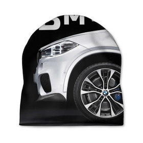 Шапка 3D с принтом BMW белая в Санкт-Петербурге, 100% полиэстер | универсальный размер, печать по всей поверхности изделия | bmw | x3 x4 x5 x6 x7 x8 | авто | автомобиль | блатная | бмв | бумер | бэха | иномарка | концерн | красивая | крутая | марка немецкая | машина | пацанский таз | прикольная | тачила | тачка