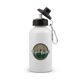Бутылка спортивная с принтом Twin Peaks в Санкт-Петербурге, металл | емкость — 500 мл, в комплекте две пластиковые крышки и карабин для крепления | twin peaks твин пикс | девид линч | лес | лора палмер | сова | туман