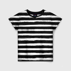 Детская футболка 3D с принтом Тельняшка в Санкт-Петербурге, 100% гипоаллергенный полиэфир | прямой крой, круглый вырез горловины, длина до линии бедер, чуть спущенное плечо, ткань немного тянется | геометрия | зебра | линии | полосы | тельняшка | узор | черно белый