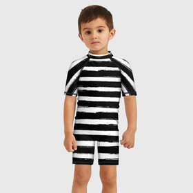 Детский купальный костюм 3D с принтом Тельняшка в Санкт-Петербурге, Полиэстер 85%, Спандекс 15% | застежка на молнии на спине | геометрия | зебра | линии | полосы | тельняшка | узор | черно белый