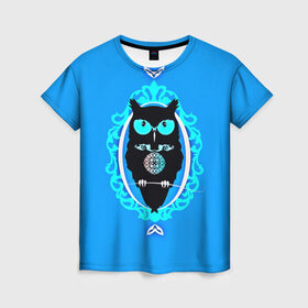 Женская футболка 3D с принтом Owl в Санкт-Петербурге, 100% полиэфир ( синтетическое хлопкоподобное полотно) | прямой крой, круглый вырез горловины, длина до линии бедер | 