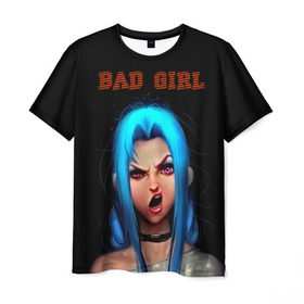 Мужская футболка 3D с принтом Bad Girl в Санкт-Петербурге, 100% полиэфир | прямой крой, круглый вырез горловины, длина до линии бедер | 3d | girl | девушка | прикольные | рок | синие волосы | скандалистка | эмо