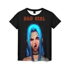 Женская футболка 3D с принтом Bad Girl в Санкт-Петербурге, 100% полиэфир ( синтетическое хлопкоподобное полотно) | прямой крой, круглый вырез горловины, длина до линии бедер | 3d | girl | девушка | прикольные | рок | синие волосы | скандалистка | эмо