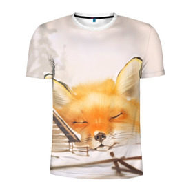 Мужская футболка 3D спортивная с принтом Сон в Санкт-Петербурге, 100% полиэстер с улучшенными характеристиками | приталенный силуэт, круглая горловина, широкие плечи, сужается к линии бедра | fox | red | лиса | лисенок | рыжая
