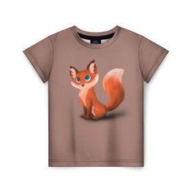 Детская футболка 3D с принтом Paint в Санкт-Петербурге, 100% гипоаллергенный полиэфир | прямой крой, круглый вырез горловины, длина до линии бедер, чуть спущенное плечо, ткань немного тянется | fox | red | лиса | лисенок | рыжая