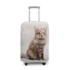 Чехол для чемодана 3D с принтом Snow в Санкт-Петербурге, 86% полиэфир, 14% спандекс | двустороннее нанесение принта, прорези для ручек и колес | fox | red | лиса | лисенок | рыжая
