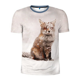Мужская футболка 3D спортивная с принтом Snow в Санкт-Петербурге, 100% полиэстер с улучшенными характеристиками | приталенный силуэт, круглая горловина, широкие плечи, сужается к линии бедра | fox | red | лиса | лисенок | рыжая