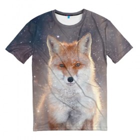 Мужская футболка 3D с принтом Eyes в Санкт-Петербурге, 100% полиэфир | прямой крой, круглый вырез горловины, длина до линии бедер | fox | red | лиса | лисенок | рыжая