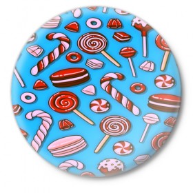 Значок с принтом Candy в Санкт-Петербурге,  металл | круглая форма, металлическая застежка в виде булавки | 3d | summer | вкусные | десерт | другие | еда | конфеты | лето | мороженное | пирожные | прикольные | сладости | сладость | текстуры | тортики | яркие