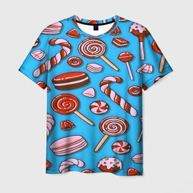 Мужская футболка 3D с принтом Candy в Санкт-Петербурге, 100% полиэфир | прямой крой, круглый вырез горловины, длина до линии бедер | 3d | summer | вкусные | десерт | другие | еда | конфеты | лето | мороженное | пирожные | прикольные | сладости | сладость | текстуры | тортики | яркие