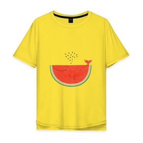 Мужская футболка хлопок Oversize с принтом Кит Арбуз в Санкт-Петербурге, 100% хлопок | свободный крой, круглый ворот, “спинка” длиннее передней части | арбуз | иллюзия | кит | лето | море | океан | принт | рыба | семечки | фонтан | фрукты | ягоды