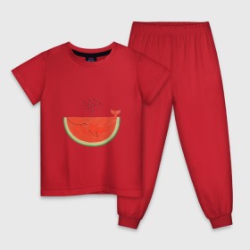Детская пижама хлопок с принтом Кит Арбуз в Санкт-Петербурге, 100% хлопок |  брюки и футболка прямого кроя, без карманов, на брюках мягкая резинка на поясе и по низу штанин
 | арбуз | иллюзия | кит | лето | море | океан | принт | рыба | семечки | фонтан | фрукты | ягоды