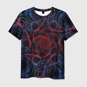 Мужская футболка 3D с принтом Оптические линии в Санкт-Петербурге, 100% полиэфир | прямой крой, круглый вырез горловины, длина до линии бедер | 3d | абстракция | другие | краска | линии | оптические | полосы | прикольные | разводы | узоры | фрактал | цветные | яркие