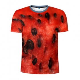 Мужская футболка 3D спортивная с принтом Арбуз 3 в Санкт-Петербурге, 100% полиэстер с улучшенными характеристиками | приталенный силуэт, круглая горловина, широкие плечи, сужается к линии бедра | арбуз | еда | косточки | красный | растения | фрукты | ягода