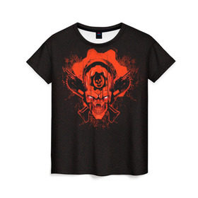 Женская футболка 3D с принтом Gears of War в Санкт-Петербурге, 100% полиэфир ( синтетическое хлопкоподобное полотно) | прямой крой, круглый вырез горловины, длина до линии бедер | gears | skull | war | маркус | феникс | череп