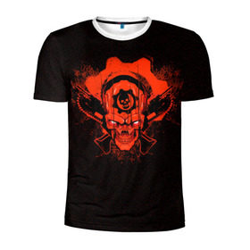 Мужская футболка 3D спортивная с принтом Gears of War в Санкт-Петербурге, 100% полиэстер с улучшенными характеристиками | приталенный силуэт, круглая горловина, широкие плечи, сужается к линии бедра | gears | skull | war | маркус | феникс | череп