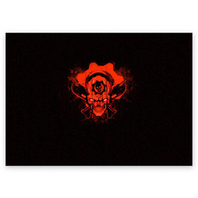 Поздравительная открытка с принтом Gears of War в Санкт-Петербурге, 100% бумага | плотность бумаги 280 г/м2, матовая, на обратной стороне линовка и место для марки
 | gears | skull | war | маркус | феникс | череп