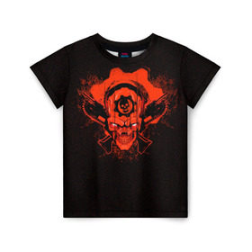 Детская футболка 3D с принтом Gears of War в Санкт-Петербурге, 100% гипоаллергенный полиэфир | прямой крой, круглый вырез горловины, длина до линии бедер, чуть спущенное плечо, ткань немного тянется | gears | skull | war | маркус | феникс | череп