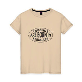 Женская футболка хлопок с принтом Легенды рождаются в Феврале в Санкт-Петербурге, 100% хлопок | прямой крой, круглый вырез горловины, длина до линии бедер, слегка спущенное плечо | Тематика изображения на принте: legend february