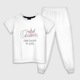 Детская пижама хлопок с принтом Королевы рождаются в июле в Санкт-Петербурге, 100% хлопок |  брюки и футболка прямого кроя, без карманов, на брюках мягкая резинка на поясе и по низу штанин
 | Тематика изображения на принте: queen july
