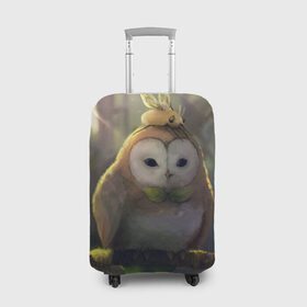 Чехол для чемодана 3D с принтом Волшебная Сова в Санкт-Петербурге, 86% полиэфир, 14% спандекс | двустороннее нанесение принта, прорези для ручек и колес | owl | мудрость | птица | сова | филин