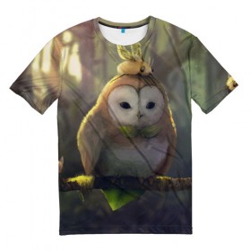 Мужская футболка 3D с принтом Волшебная Сова в Санкт-Петербурге, 100% полиэфир | прямой крой, круглый вырез горловины, длина до линии бедер | Тематика изображения на принте: owl | мудрость | птица | сова | филин