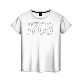 Женская футболка 3D с принтом 1703 в Санкт-Петербурге, 100% полиэфир ( синтетическое хлопкоподобное полотно) | прямой крой, круглый вырез горловины, длина до линии бедер | 1703 | бар 1703 | версус | питер | санкт петербург