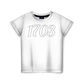 Детская футболка 3D с принтом 1703 в Санкт-Петербурге, 100% гипоаллергенный полиэфир | прямой крой, круглый вырез горловины, длина до линии бедер, чуть спущенное плечо, ткань немного тянется | 1703 | бар 1703 | версус | питер | санкт петербург