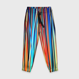 Детские брюки 3D с принтом Colored stripes в Санкт-Петербурге, 100% полиэстер | манжеты по низу, эластичный пояс регулируется шнурком, по бокам два кармана без застежек, внутренняя часть кармана из мелкой сетки | 3d | colored stripes | абстракция | другие | картинка | краски | линии | отблеск | полосы | прикольные | радуга | свет | цветные | яркие