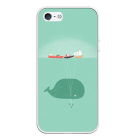Чехол для iPhone 5/5S матовый с принтом Кит с корабликами в Санкт-Петербурге, Силикон | Область печати: задняя сторона чехла, без боковых панелей | кит | корабли | лодки | море | океан | шарики | якорь | якоря
