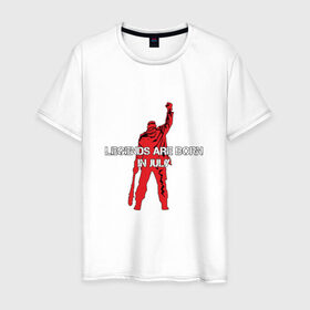 Мужская футболка хлопок с принтом Легенды рождаются в июле в Санкт-Петербурге, 100% хлопок | прямой крой, круглый вырез горловины, длина до линии бедер, слегка спущенное плечо. | Тематика изображения на принте: легенда июль