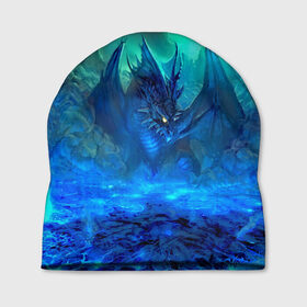 Шапка 3D с принтом Синий дракон в Санкт-Петербурге, 100% полиэстер | универсальный размер, печать по всей поверхности изделия | 3d | арт | горы | дракон | другие | животные | картинка | лед | небо | пейзаж | прикольные | природа | рисунок | синий | фантастика | яркие