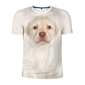 Мужская футболка 3D спортивная с принтом Лабрадор в Санкт-Петербурге, 100% полиэстер с улучшенными характеристиками | приталенный силуэт, круглая горловина, широкие плечи, сужается к линии бедра | Тематика изображения на принте: dog | labrador | puppy | порода | собака | собачка | щенок